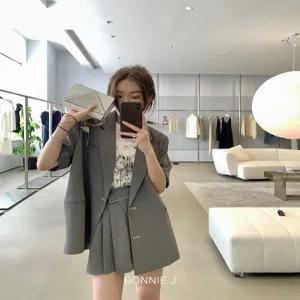 [보니제이]BONNIE J 정장투피스 반팔 정장자켓 A라인 치마바지