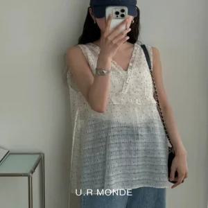[유아몽드]땡땡이 시스루 도트 셔링 링클 민소매 뷔스티에 레이
