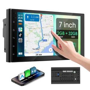 무선 카플레이 및 안드로이드 오토 더블 딘 카 스테레오가 장착된 하우디오 7인치 카스크린, 미러 링크가 HD 터치 스크린 화면, 블루투스, AUX, 모든 차량용 FM 송신기(역주행 카메라 없음)