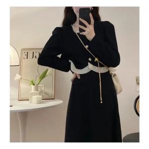 하트밍스 원피스 결혼식하객룩 여성 정장복장 여자겨울 하객 블랙 출근 겨울롱 오피스