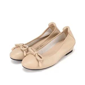 [BABARA]바바라 양가죽 리본 장식 여성 플랫 4cm_AAH561BE