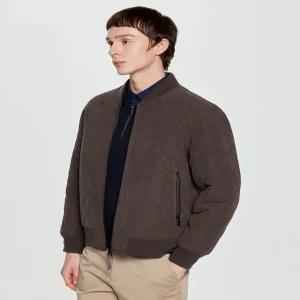 헤지스 남성 25FW 세피아 퀼팅 블루종 점퍼 HZJU5D331S2