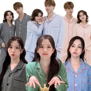 [전품목 10%] 25 FW 신상품 오픈 커플 남성 여성 실크 코튼라이크 소프킨 긴팔 잠옷 세트 원피스 홈웨어 커플파자마