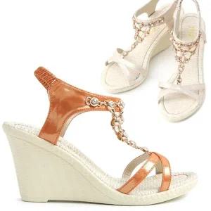 여성 스트랩 글래디에이터 높은굽 웨지 통굽 샌들 5879