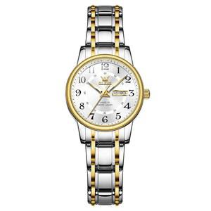 여성용 OLEVS 시계, 여성용 실버 드레스 방수 투톤 아날로그 스테인리스 럭셔리 패션 아라비아 숫자 고급 시계, 여성용 작은 손목 시계, 데이트 골드 블랙 숫자 다이얼