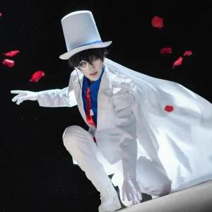 명탐정 코난 괴도 키드 코스프레 의상 남성 가발 신발 세트