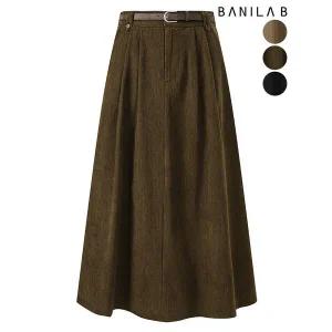 [하프클럽/바닐라비]여성 골덴 밴딩 롱스커트(벨트set)