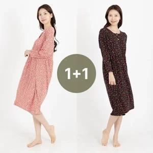 시크나인 1+1 피치기모 원피스잠옷 꽃무늬 홈웨어 실내복
