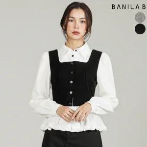 여성 프릴 뷔스티에 일체형 블라우스