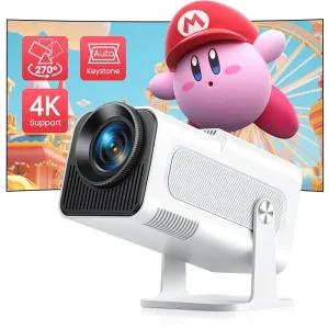 270° 조절 가능한 스탠드 WiFi 6 블루투스가 있는 미니 프로젝터 4K TOPTRO 네이티브 HD 1080P 야외 휴