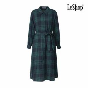 [르샵] 체크 패턴 허리끈 셔츠형 원피스 (BP9OP017A)