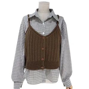 [롯데백화점]스튜디오화이트 체크니트조끼세트 MK9SEB150-DG