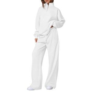 스웨트셔츠 집 프리티가든 투피스 캐주얼 운동복 가을 스트레이트 팬츠 여성 의상 스웨트슈트 2025 세트 쿼터 레그