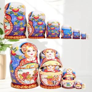 러시아 마트료시카 전통 인형 소품 장식 고양이 인테리어