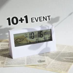 10+1 디지털 온습도계 화이트 알람 탁상 시계 겸용