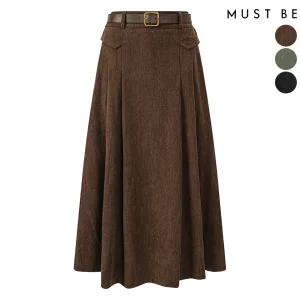 여성 백밴딩 골덴 롱스커트(벨트set)