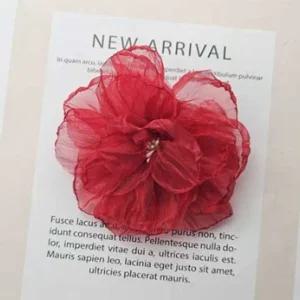 오간자 모란꽃악어집게핀 메쉬꽃헤어핀 (레드) 헤어핀 집게핀 꽃헤어핀