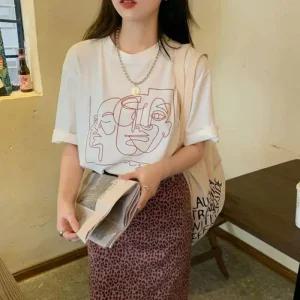 여름 반팔티셔츠 2컬러 유니크한 드로잉아트