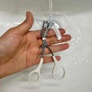 반달 눈썹칼 숱가위 눈썹정리 세트 화이트 (WFK36OU)