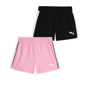 PUMA 여자 운동 반바지 - 2팩 경량 퍼포먼스 코튼 프렌치 테리 액티브웨어 반바지(사이즈: 7-16)