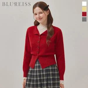 [블루레이스]오픈 카라 리본단추 여밈 니트_BI5W1KT2061