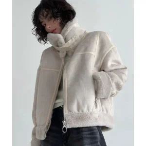 국내브랜드 THE GREEN LAB FAUX 퍼 하이넥 무스탕 쟈켓 밍크아이보리 GA4-WJK-03-N 636986