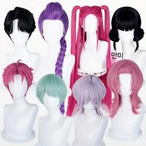 코스프레 양갈래 가발 케이팝 헌터스 헌트릭스 케데헌 데몬 스타일 D.베이비 사자룩