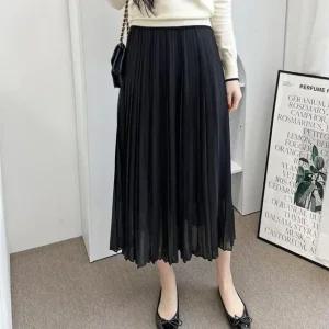 주름 치마 플리츠 플리츠스커트 쉬폰롱 쉬폰 플 (WFK28BT)
