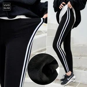 옆라인 융털 레깅스 / 국내생산 빅사이즈제작 F~4XL 겨울 융기모 트레이닝 밴딩바지 