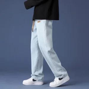 티류으스 남성용 아메리칸 빈티지 청바지 여름용 루즈핏 스트레이트 와이드 팬츠 캐주얼 바지 WX