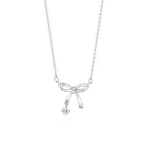 [롯데백화점]티르리르 [부산본점단독] 리본 큐빅 화이트 실버 목걸이 STNSSVW04557M