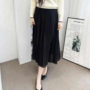 깔끔플리츠 컴포트 타입 여성 허리밴딩 쉬폰소재 롱스커트 (WFJT0O3)