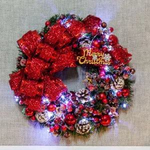 아트박스/플라워트리 크리스마스 리스 벽장식 LED 폴인럽 35cm 소품 데코