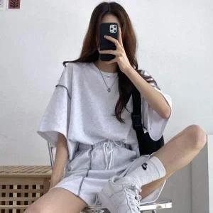 [콩심팥심]여자 여름 데일리 반팔 반바지 면 트레이닝복 세트