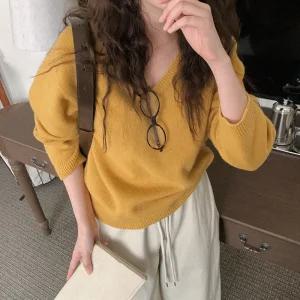 카메이 울 홀가 브이넥 니트