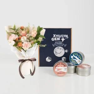 세레니테 꽃다발 + 자일리톨 캔디 세트 (4개입) 꽃배달 꽃배송