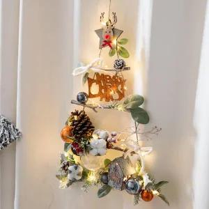 /플라워트리 크리스마스 벽트리 나무 LED 디어포레스트우드 60cm