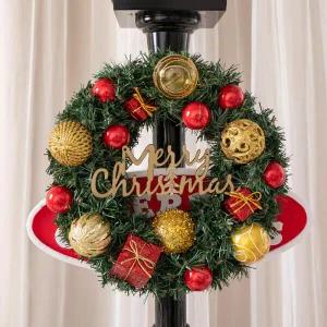/플라워트리 크리스마스 리스 벽장식 멜랑 라이팅 35cm 소품 데코