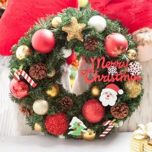/플라워트리 크리스마스 리스 벽장식 믹스 펄 산타 45cm 소품 데코