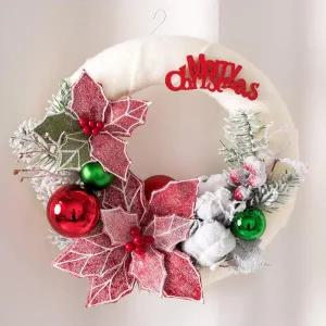 /플라워트리 크리스마스 리스 벽장식 노벌양모링 30cm 벽걸이 소품
