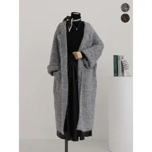 [하프클럽/]몽띠크 울 더블버튼 니트 롱 코트_MNCS408