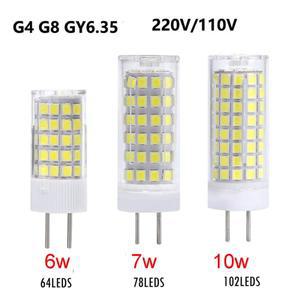 1PC 디밍이 가능한 10w G4 G8 GY6.35 LED 전구 AC220V 110V 소형 미니 세라믹 옥수수 빛 102 교체 할로겐 3