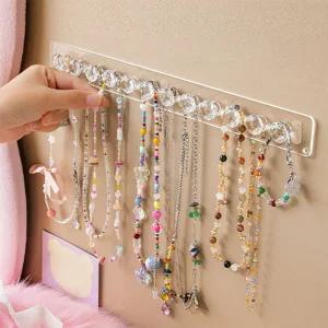 투명 아크릴 목걸이 거치대 후크 액세서리 걸이 12칸