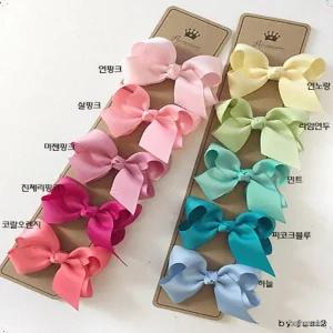 심플 화사한 파스텔톤 빅 왕리본 헤어집게핀 데일리 유아 아동 여아 머리핀