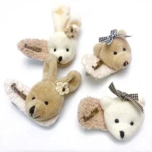 보들보들 곰돌이 데일리 인형 토끼 클래식 리본 배색 여아머리끈 유아머리핀 집게핀