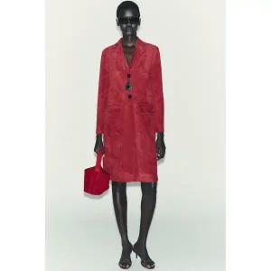 (MD PICK) ZARA 스웨이드 연미복 코트 - 다크 레드 4344626641 96808
