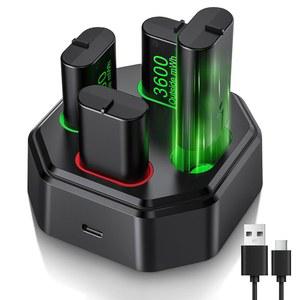 업그레이드된 버전 4x3600mWh 배터리를 갖춘 Xbox One 컨트롤러 충전기용 충전식 배터리 팩, Xbox Series X/S, Xbox One S/X/Elite, Witch 고속 충전소, Type-C 케이블과 호환 가능