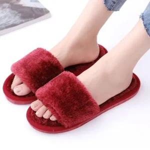 겨울 오픈 털슬리퍼 가정용 실내 퍼슬리퍼 방한슬리퍼 여자방한화 방한화 블로퍼실내화
