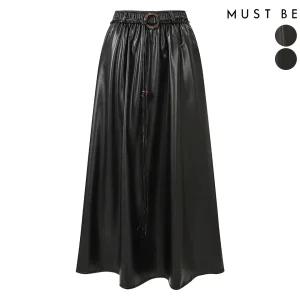 여성 보헤미안 로프 벨트 레더 스커트