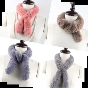 렉스 쁘띠 천연 토끼털 머플러 여자 여성 목도리